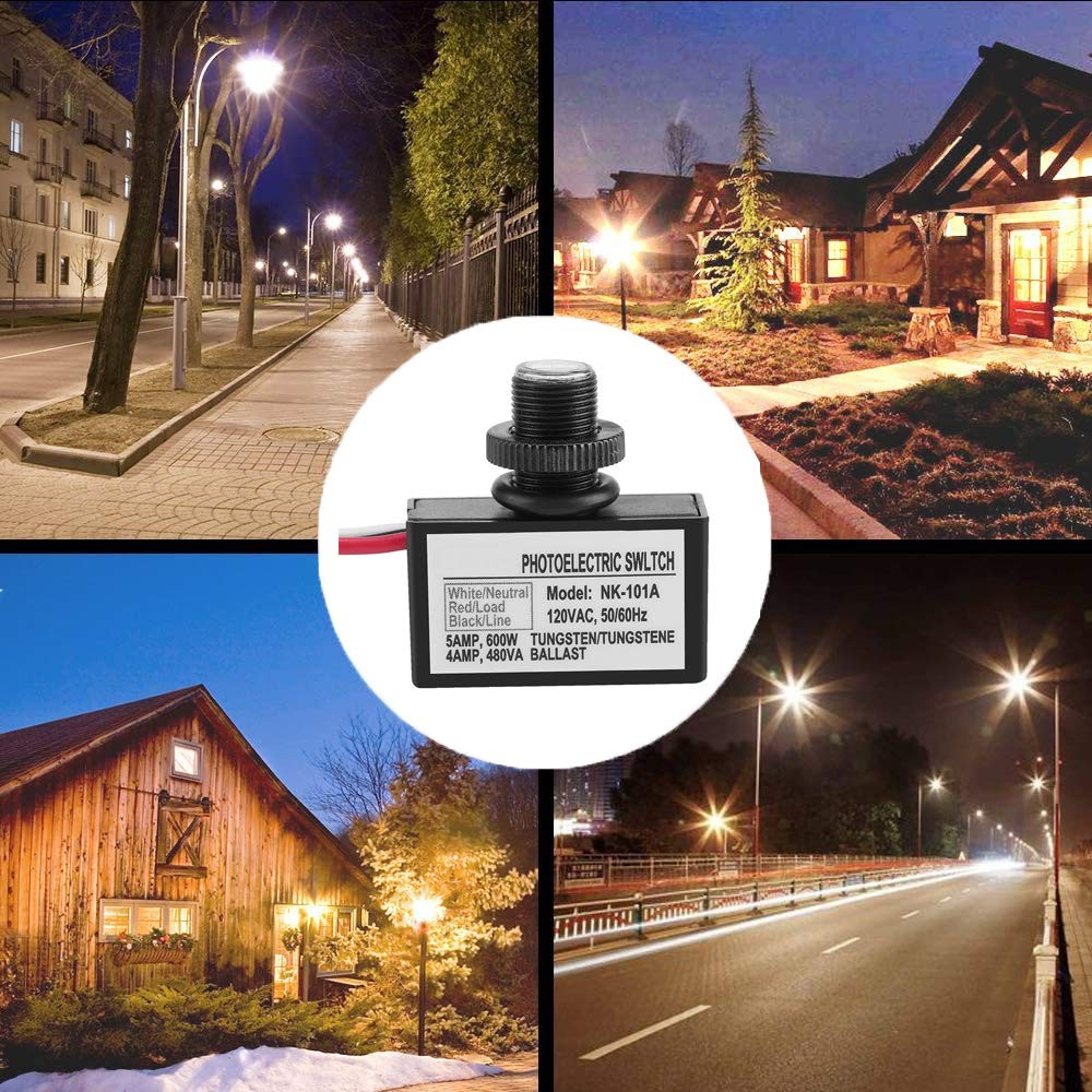 2 Pack Light Control Button Switch,2 Pack Photoelectric Switch,120V AC Outdoo...