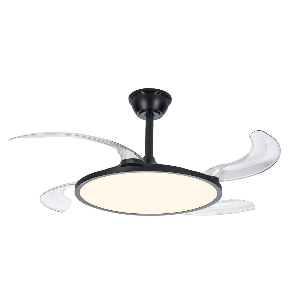 42" LED Ceiling Fan Light Dimmable 3CCT Retractable Blade w Remote & APP Control
