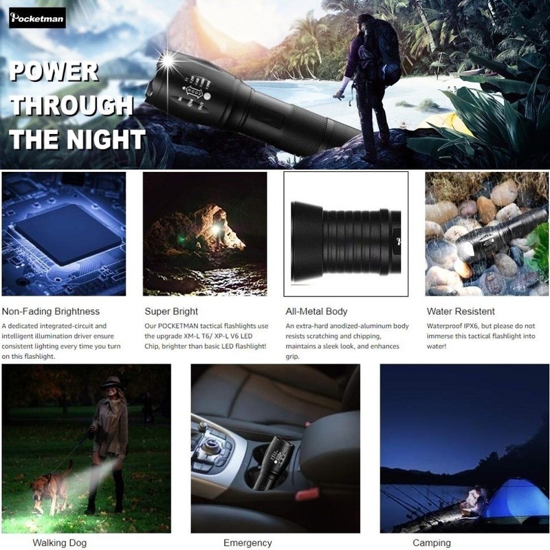 10000lM Diving Flashlight Torch Scuba Light UnderWater 220m Depth Flashlight