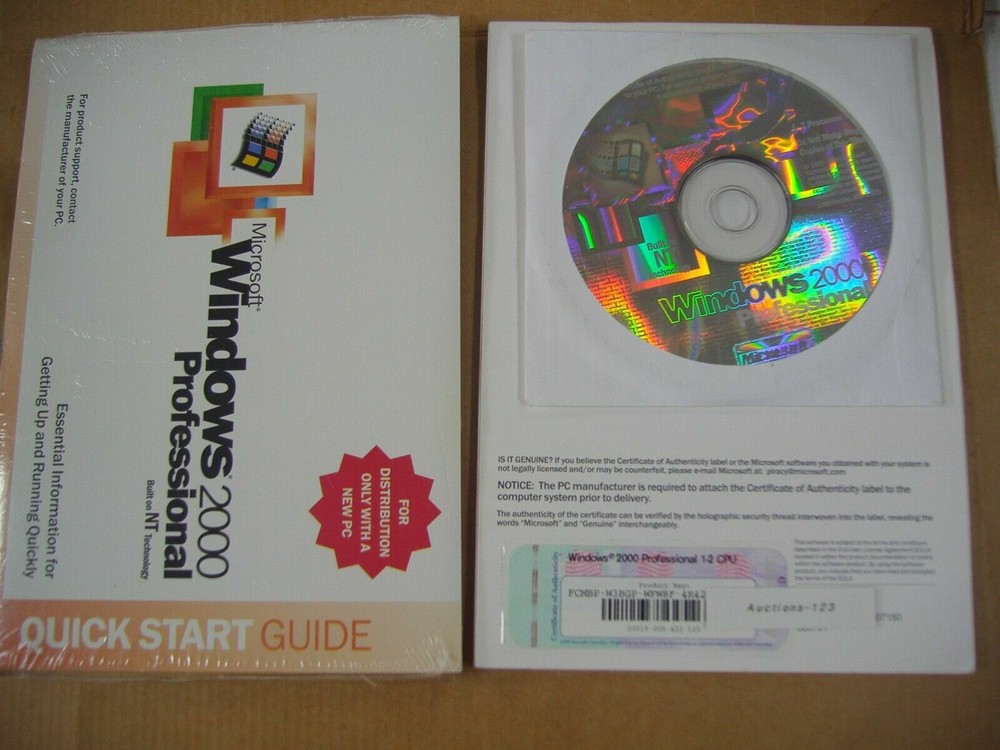 MICROSOFT WINDOWS 2000 PROFESSIONAL FULL OPERATING SYSTEM MS WIN PRO=NEW=