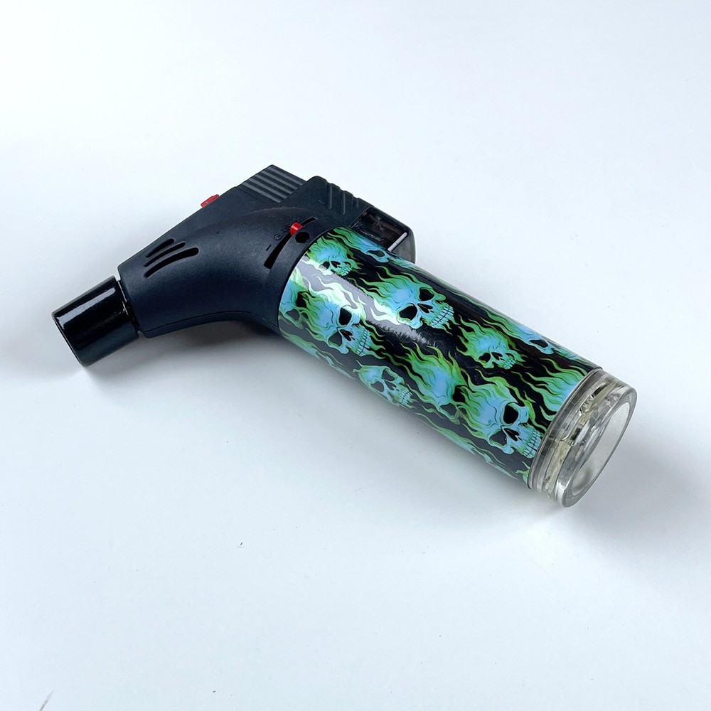 4 Pack Jumbo 4" Single Jet Flame Torch Gun Lighter Refillable Lockable Skeleton