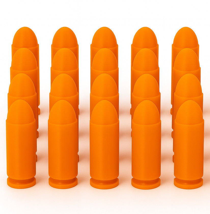 10mm Orange Dummy Rounds- Snap Caps - Dry Fire Training. Reusable .TechStudio3D