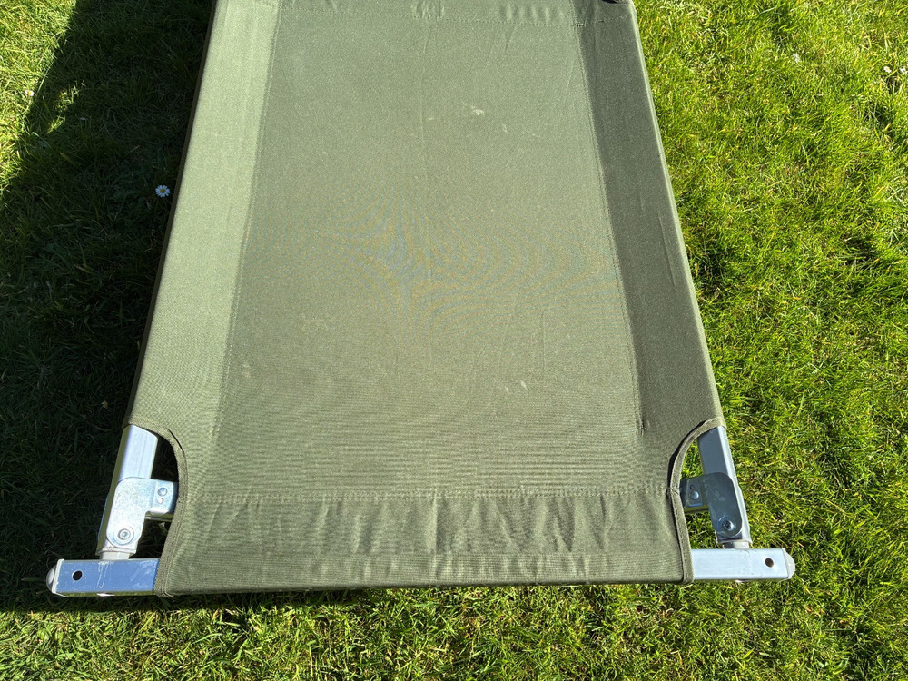 British Army Issue Folding Cotbed complete with Zipped Carry Bag.