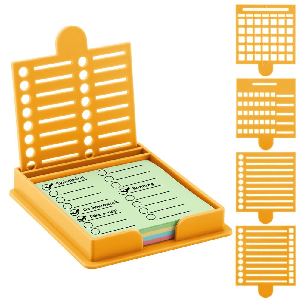 Sticky Note Holder with 5 Different Stencil & 1 Pack Pos-t It Note, 3x3 inch ...