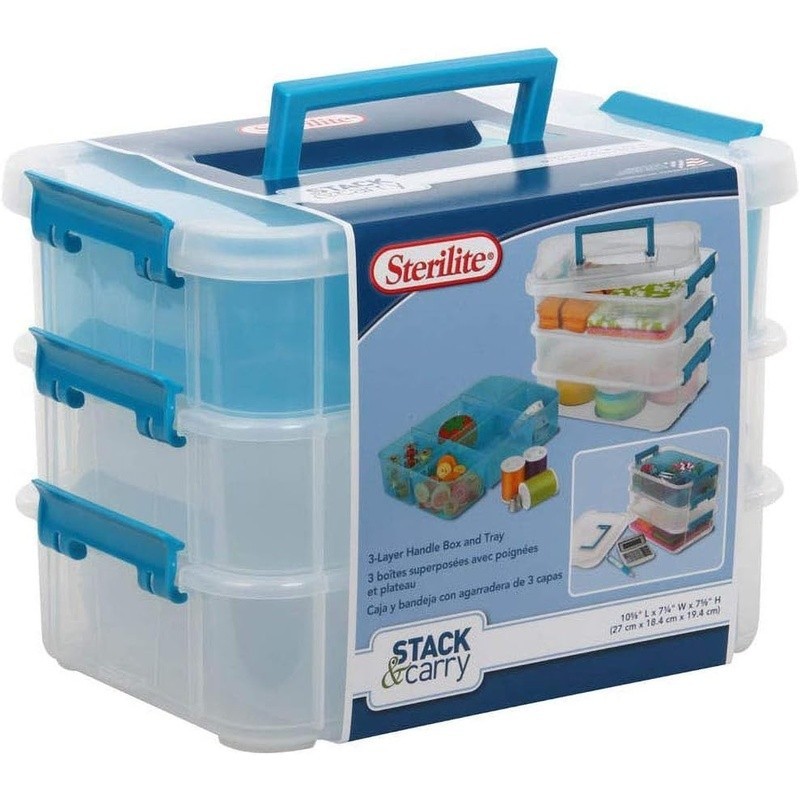 Stackable Rectangular Plastic Storage Box Ideal Sewing Art Office Supplies New