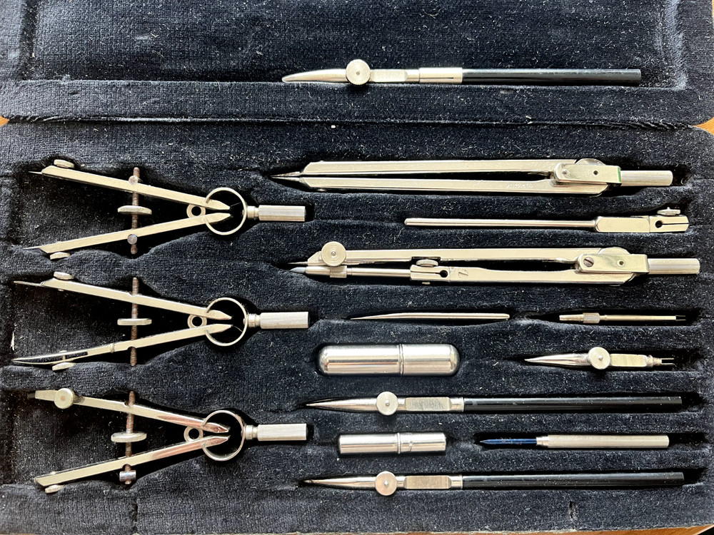 Antique Simplon F3403 Draughtsman Technical Drawing Instrument Compass Tool Case