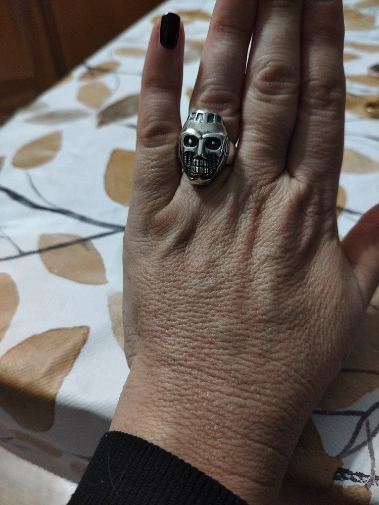 Unisex 925 Silver Skull Ring Size 17