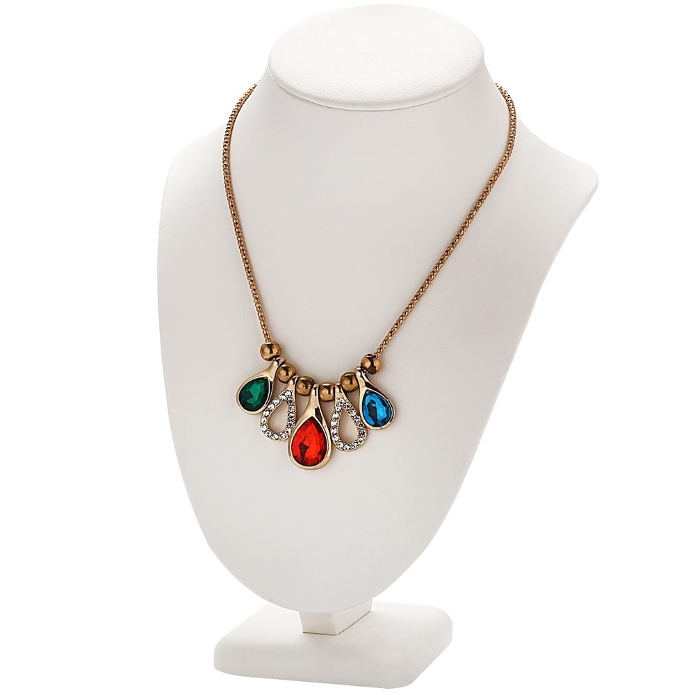 Polmart P29 Modern Necklace Display Bust, White Leatherette, 11 ½”H