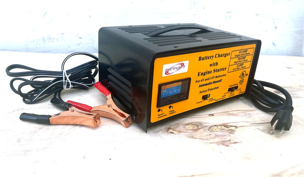 55 Amp Engine Starter Boost 10 Amp 12 Volt Auto Battery Charger w/Automatic Stop