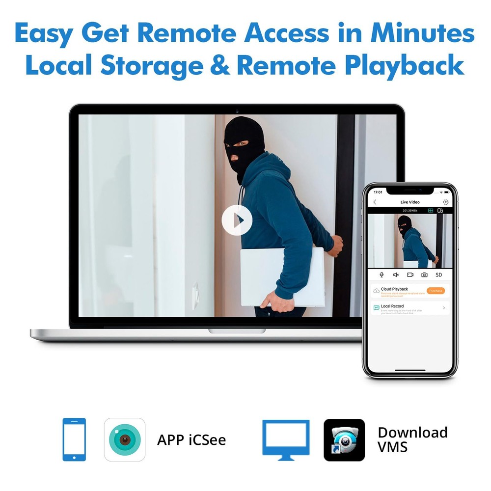 8CH DVR Security Video Camera Recorder Human Detection with 500GHDD Set