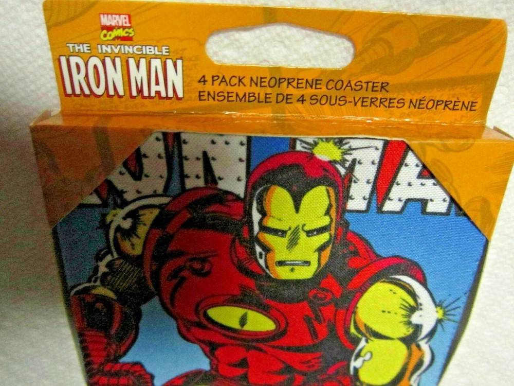4 Pk Neoprene Coasters ~ Marvel Comics The Invincible Iron Man 4" x 4"