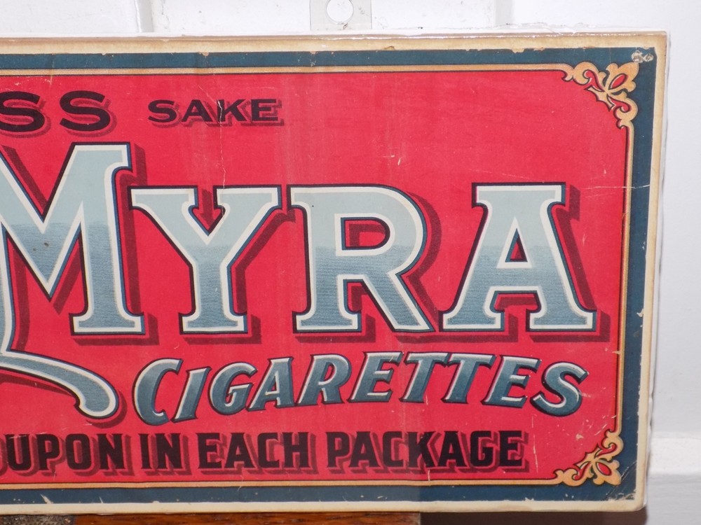 Vintage Smoke El-Myra Cigarettes Cardboard Sign