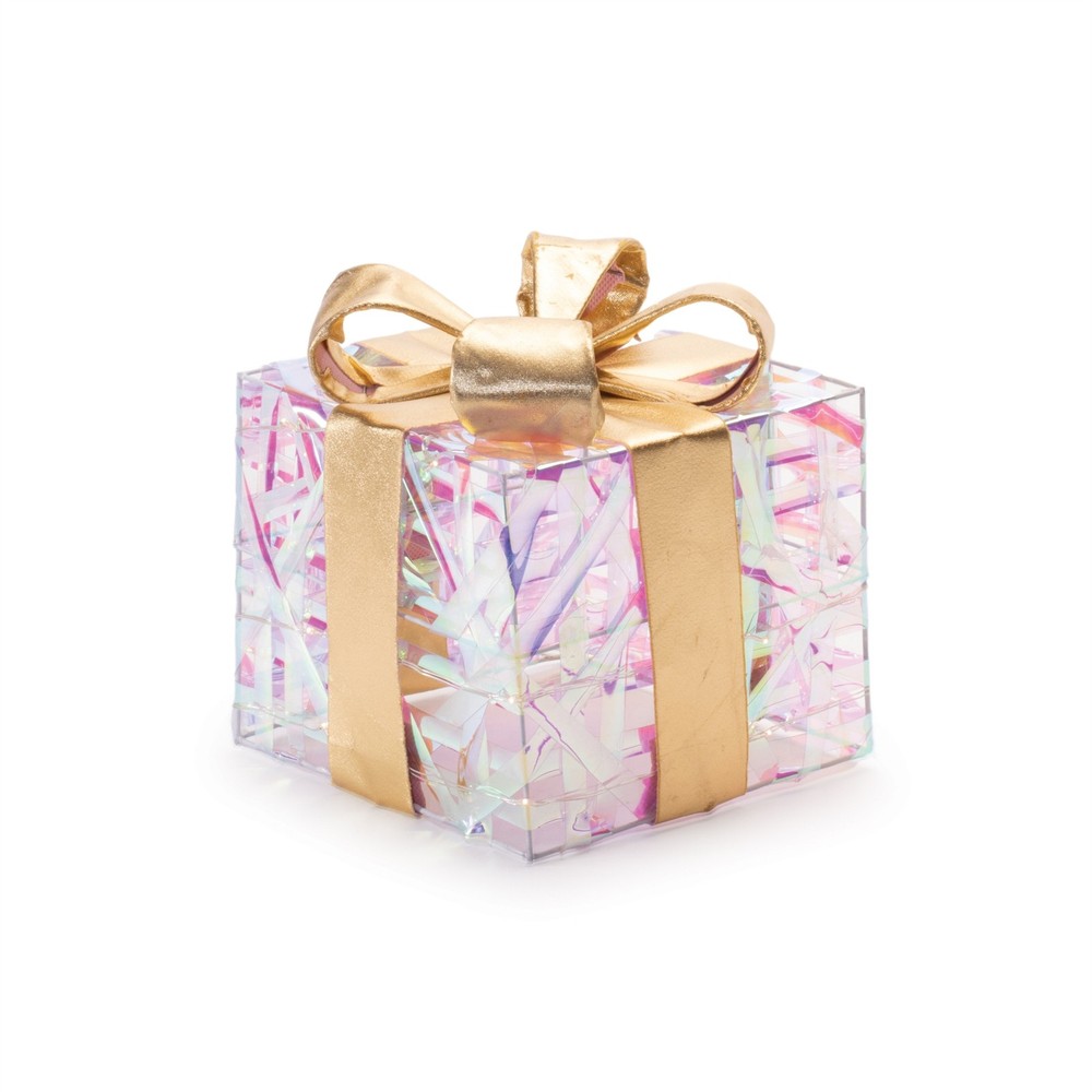 Set of Three Clear And Gold Decorative Boxes With LED