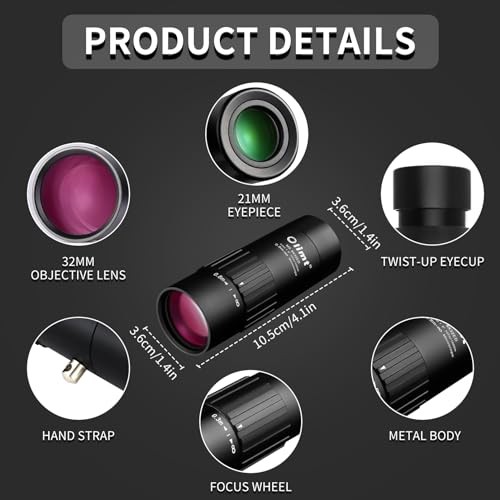 8x32 Monocular Telescope Mini Pocket Monocular Compact Monoculars for Black 1