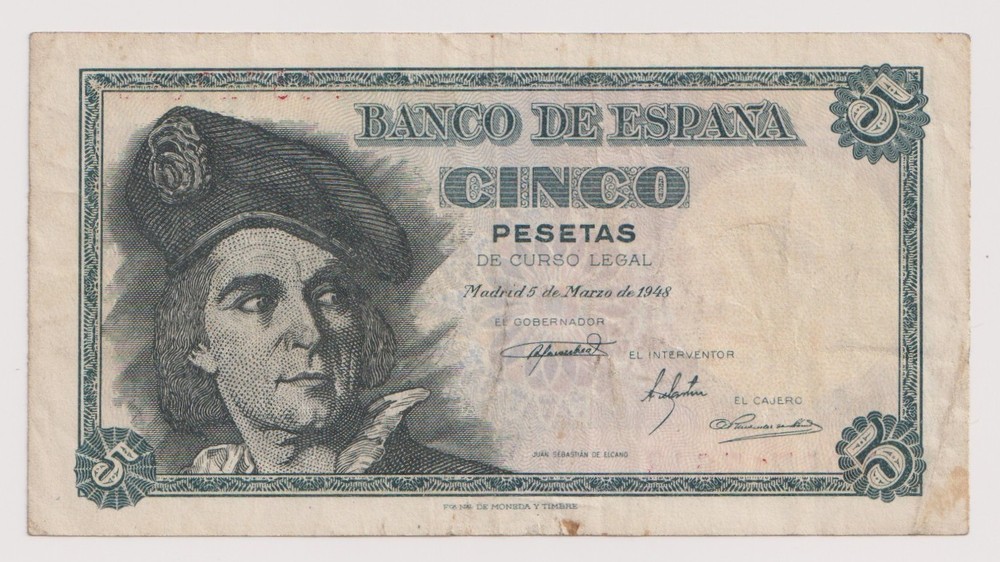 Spain 5 Festas, year 1948 Banknotes
