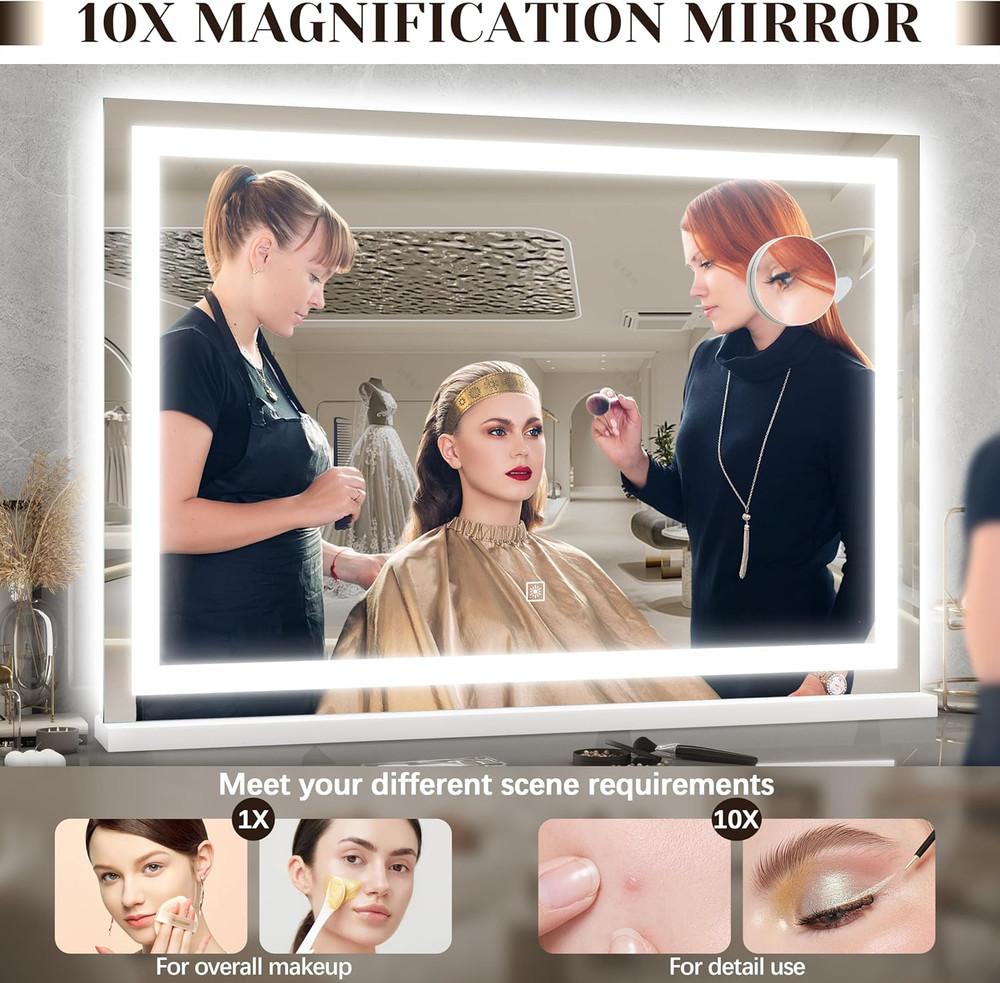 31" LED Lighted Vanity Mirror with Dimming & 10X Magnification