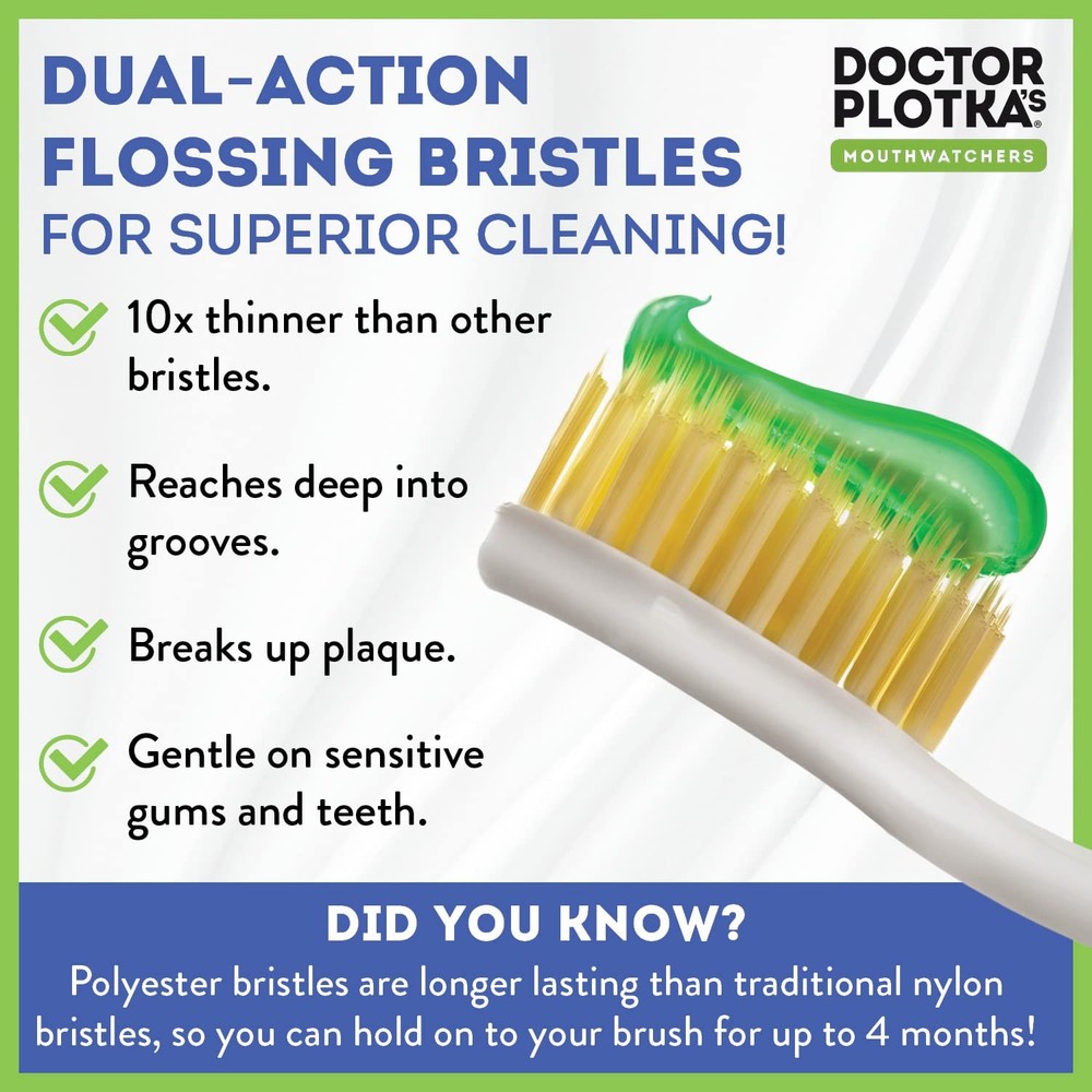 Soft Flossing Toothbrushes for Sensitive Teeth and Gums - 6 Pack Set