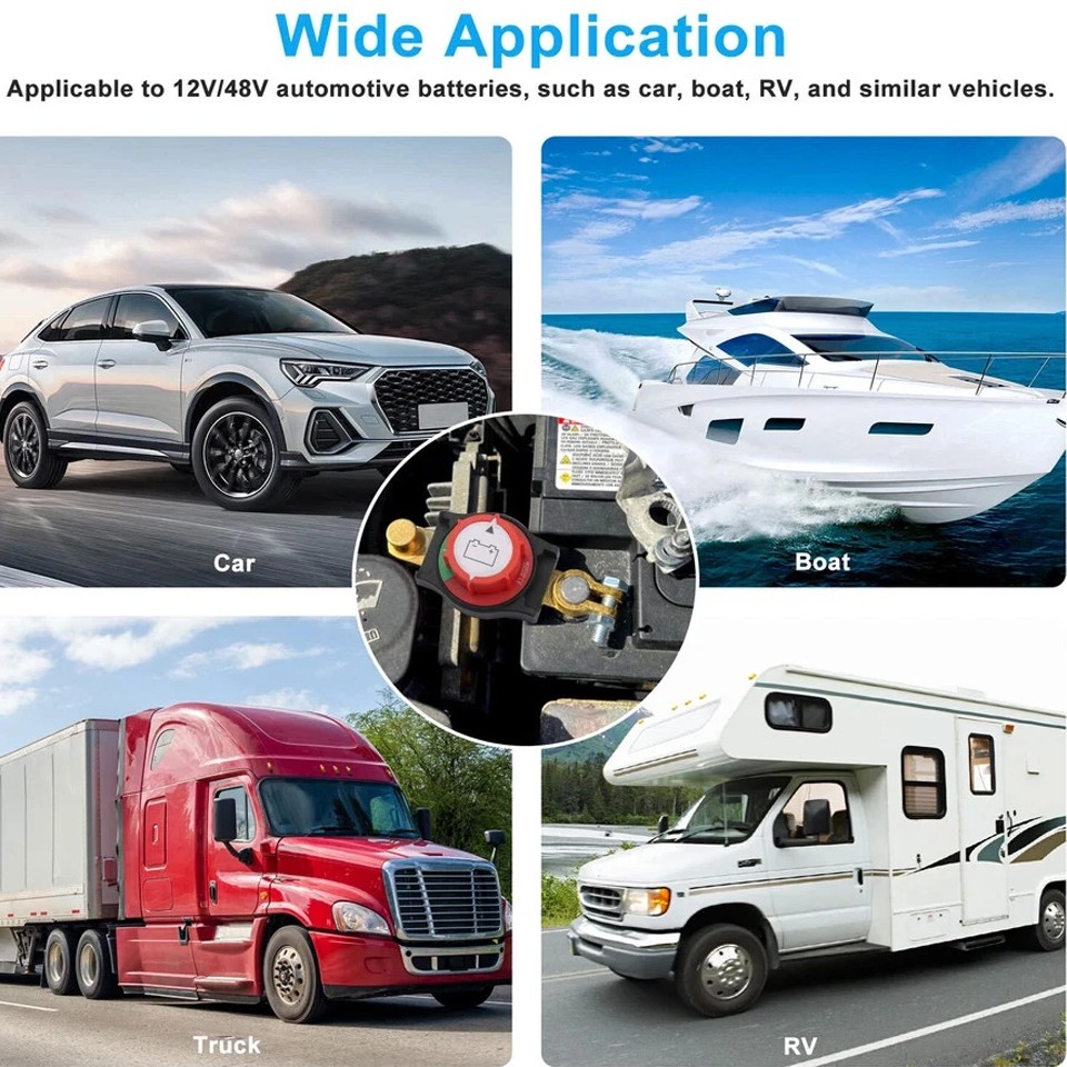 Top Post Battery Disconnect Switch 12-48V Marine Battery Cut-Off Switch Isolator