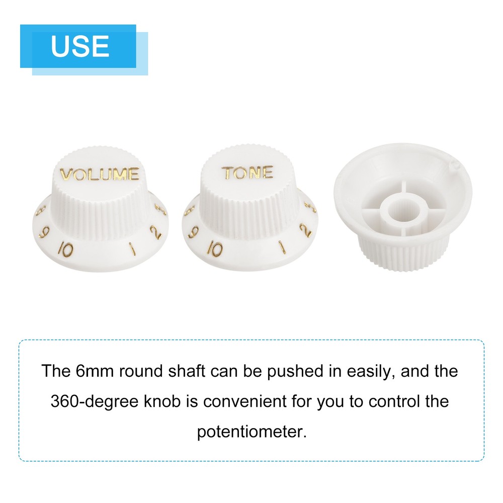 Speed Control Knobs 2Volume 2Tone White with Gold Characters 2Set