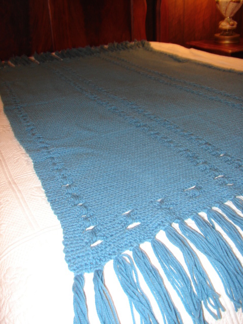 Handmade Handcrafted Blue Complex Pattern Crochet Afghan Throw