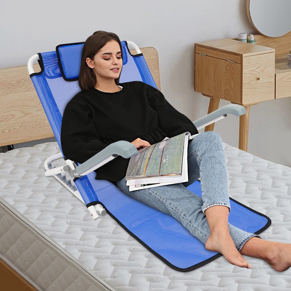 Adjustable Sit-Up Backrest Support with Armrests for Patient Care