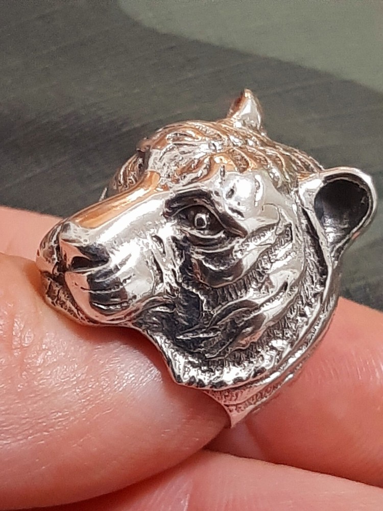 925 SILVER RING Men SEAL Tiger Ring Sterling Man $