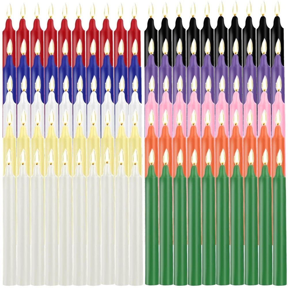 100 Pack Mini Unscented Chime Candles - 4" Multicolor Taper Candles for Rituals,