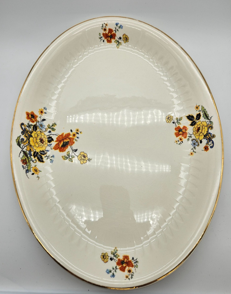 Orange and Yellow Floral pattern oval dish/platter