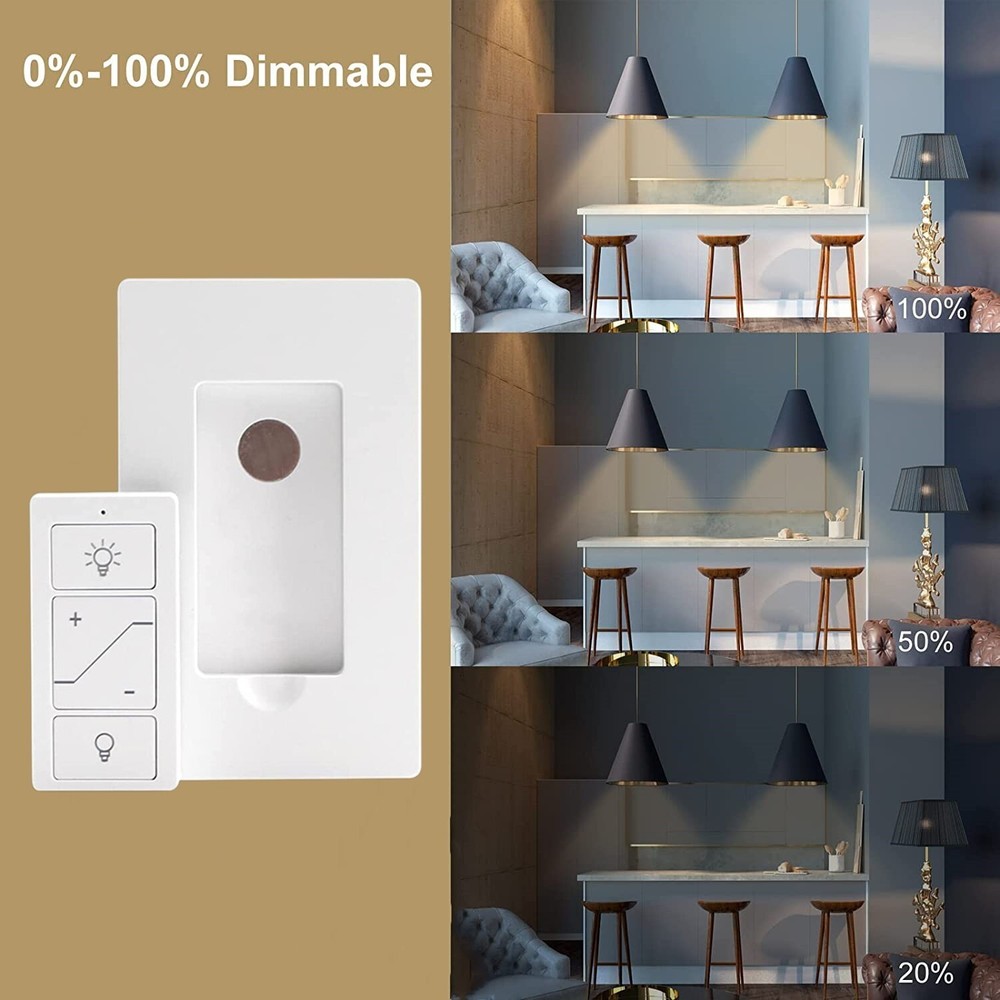 Wireless Dimmer Switch and Receiver Kit, NO Wiring,100 FT Remote Control