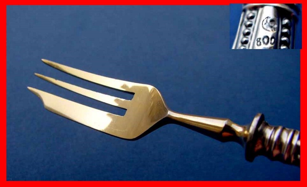 1. By 2. Fork/Kitchen Fork , 800er Silver, XIX C.C204