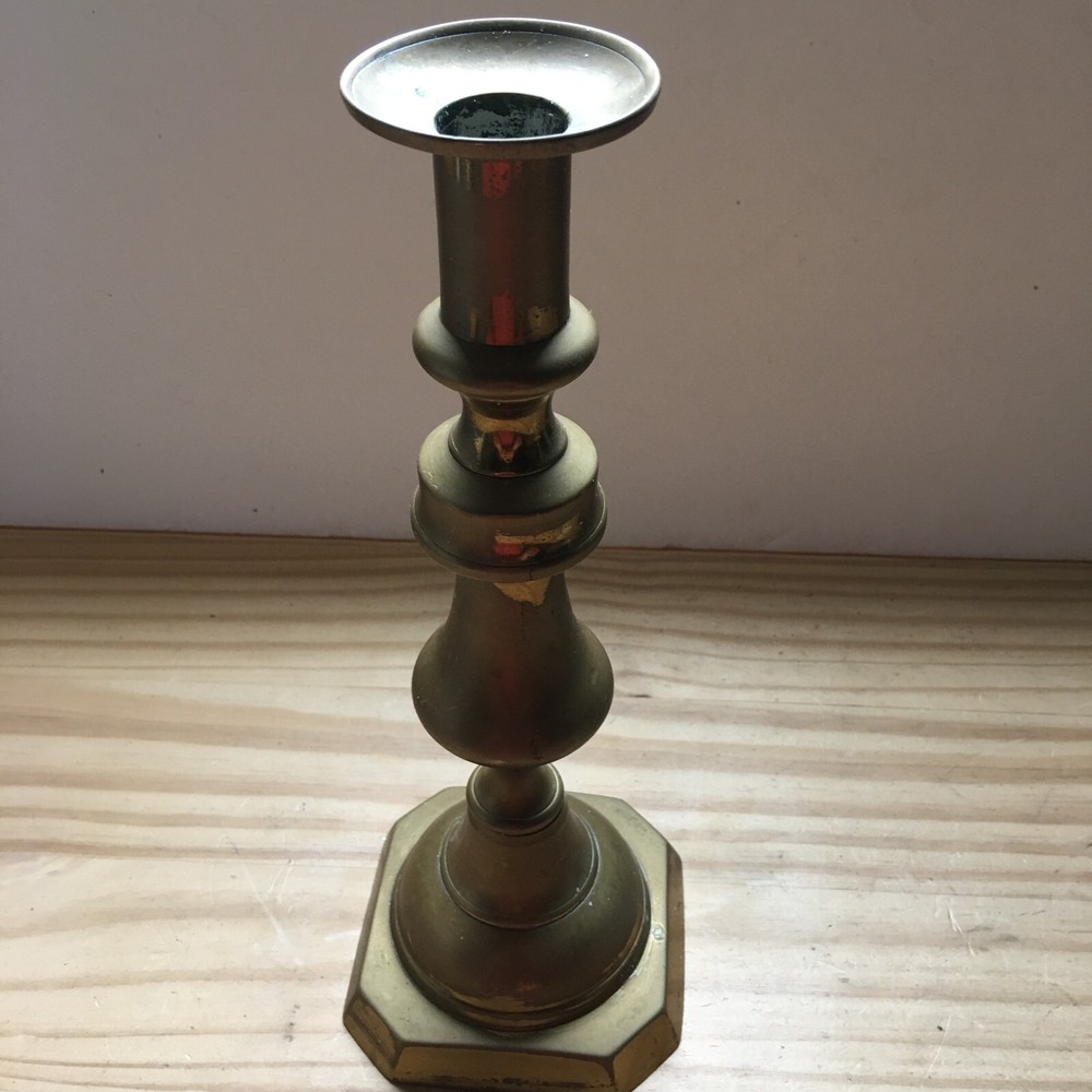 Vintage Solid Brass Candlestick Candle Holder 4.5"W x12"H