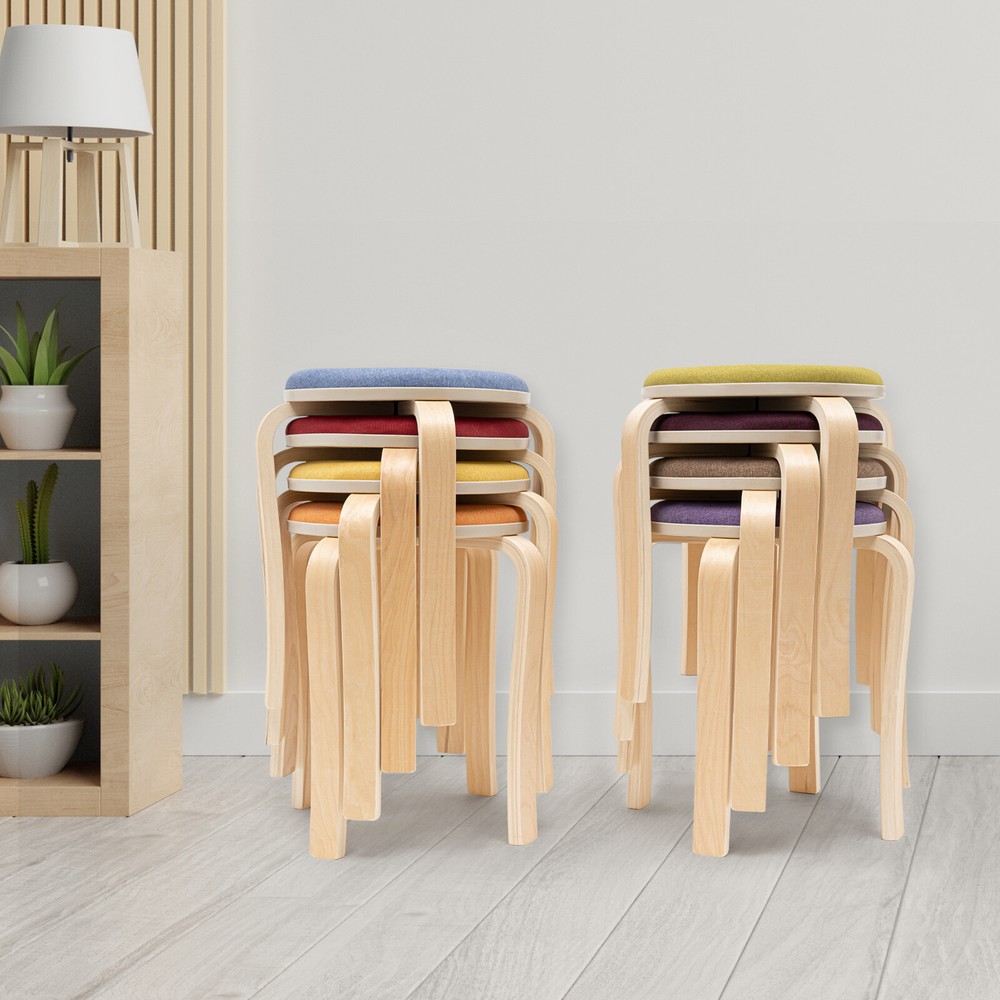 Stackable Stools, Stackable Round Stools, Set of 8 Stacking Wooden Stools NEW