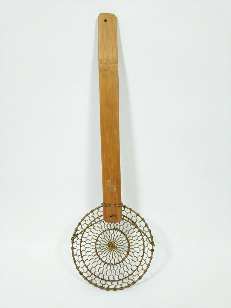 Brass and Bamboo Vintage Strainer