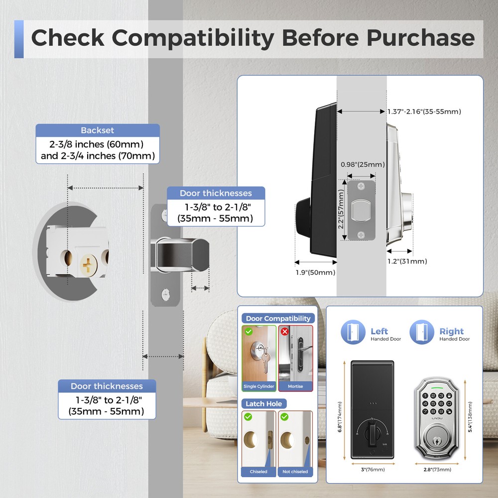 ARPHA Smart Security Keyless Entry Deadbolt Lock Set Combination Lock 100+ Codes