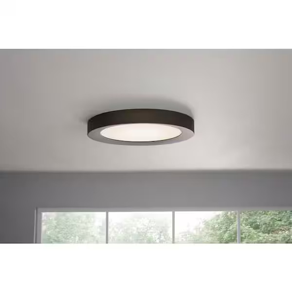 Home Decorators Collection Calloway 19 in. Matte Black Concave Selectable LED Fl