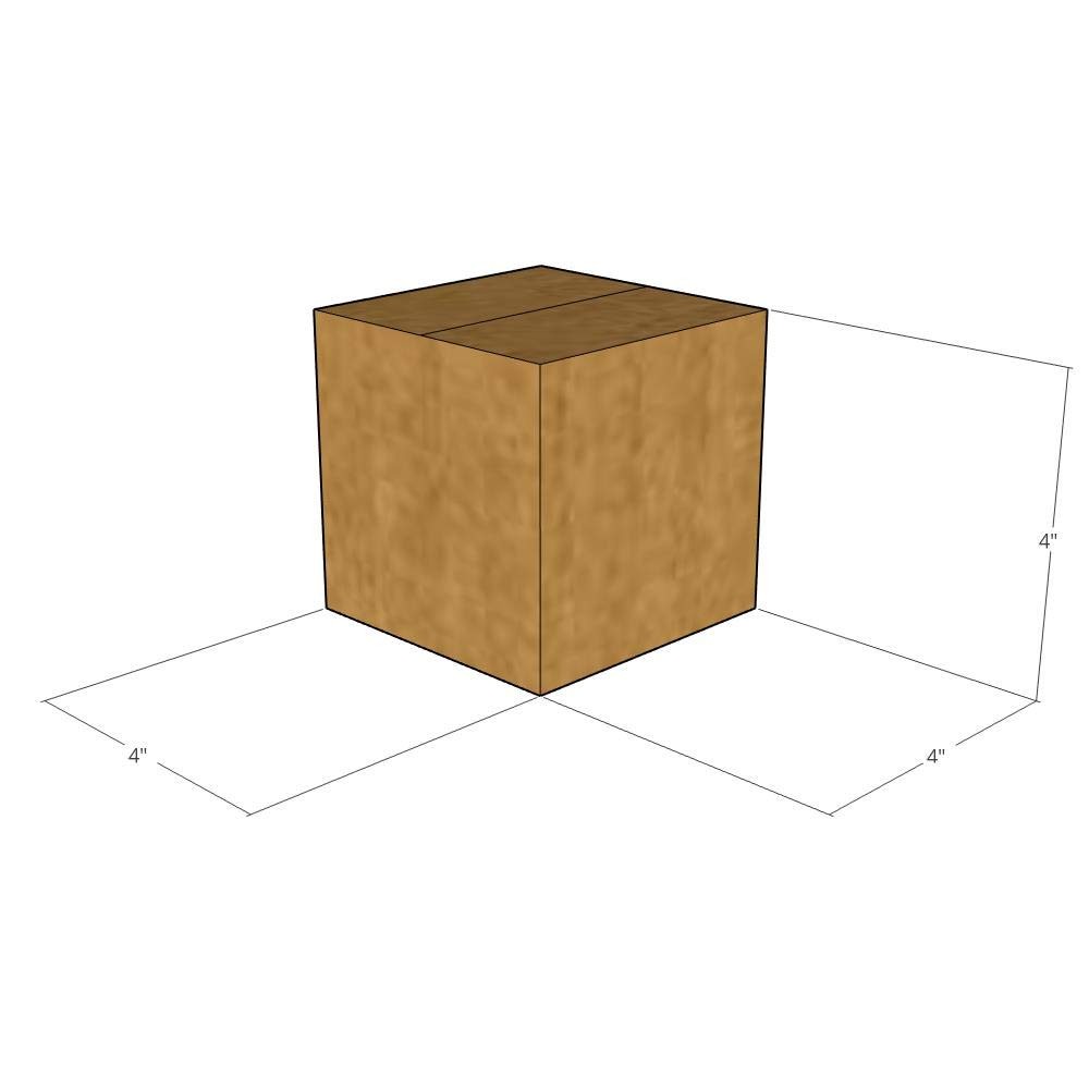 20 4x4x4 Kraft Brown Corrugated Shipping Boxes Multi-Depth 32 ECT Single-Wall