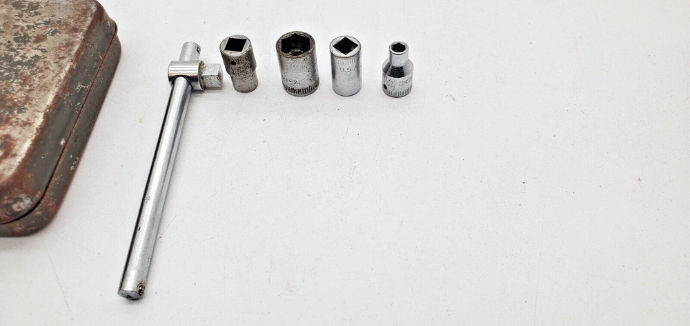 Vintage Snap-On Tools Midget Socket Incomplete Wrench set Original Metal Case