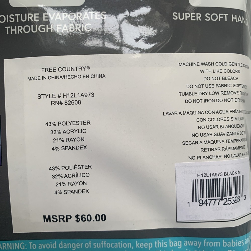 2 Pack FREE COUNTRY MEDIUM Ladies Base Layer Bottom Black Pants Microtech Heat