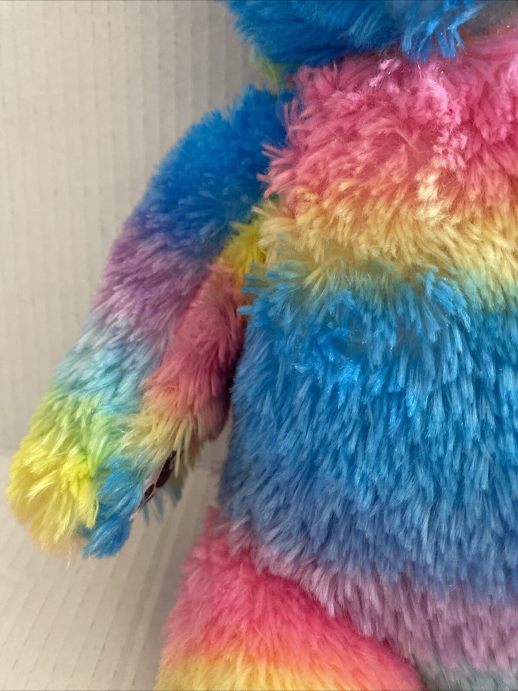 Build A Bear Workshop Rainbow Stripe Sparkle Bear 16” Plush Striped Stuffed Bear