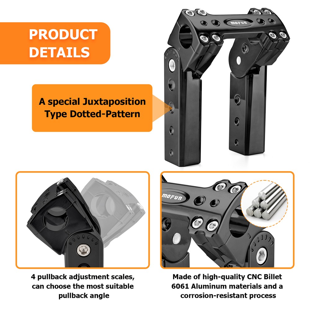 6" Tall Adjust Pullback Handlebar Riser 1" Clamp for Harley Sportster 1200 883