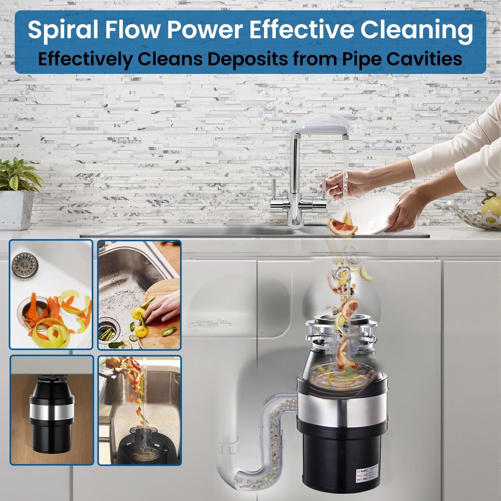 NTUD 3/4 HP Continuous Feed Garbage Disposal With Cord, Anti-Jam & Compact US