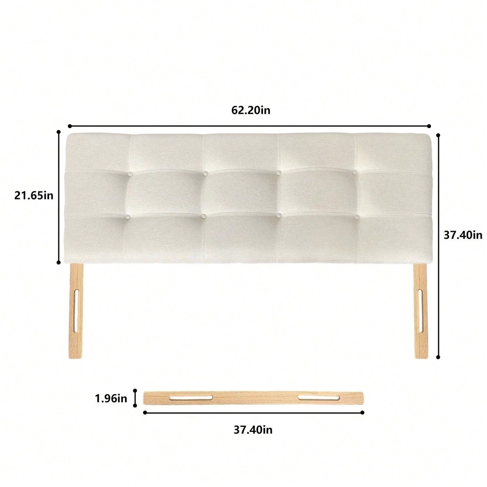 ：Lcchabls Linen Upholstered Button Tufted Headboard Adjustable Height Solid Wood