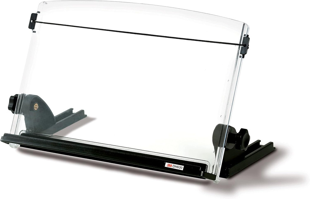Adjustable Document Copy Holder, Inline with Monitor Minimizing Head and Neck Mo