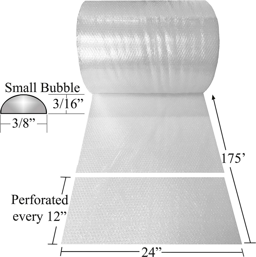 Heavy-Duty Bubble Roll 24" x 175 ft - Small Bubbles - Protective Cushioning