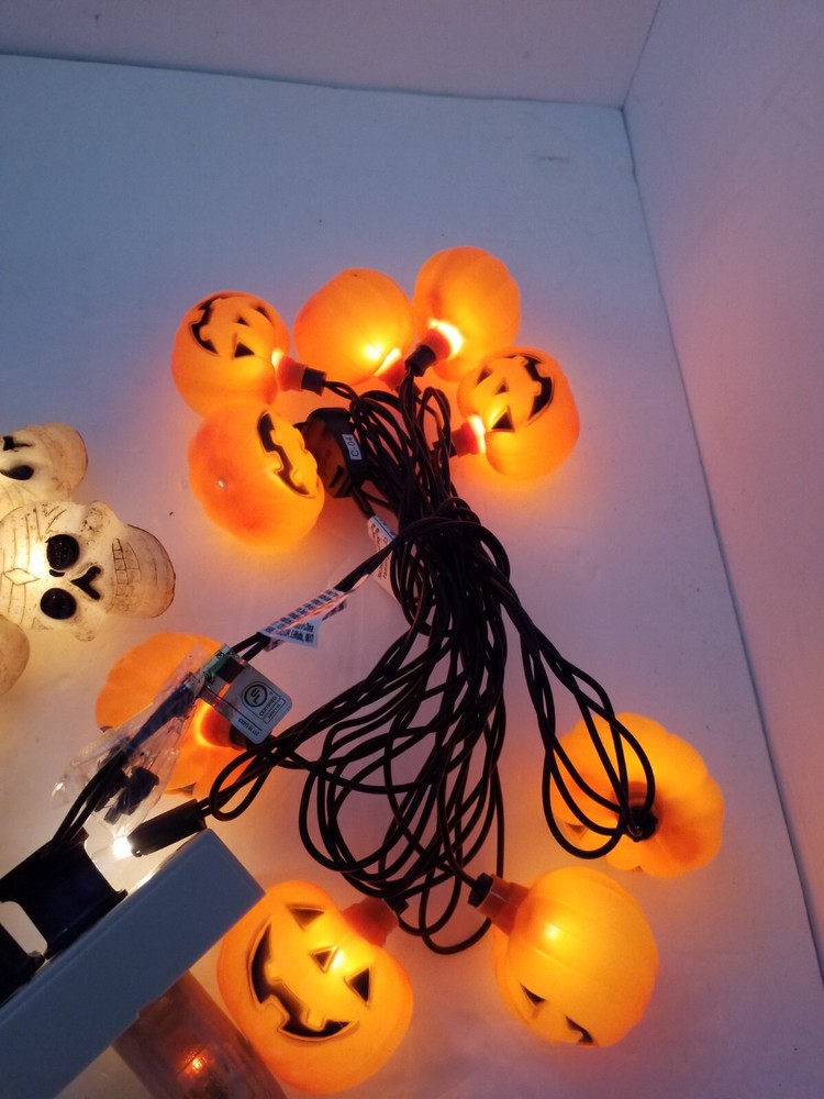 Halloween Skull And Jack O Lantern String Lights Spooky Decor