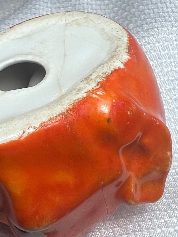Vtg Devil Matchstick Holder Satan Lucifer Painted Ceramic Fireplace Match Safe