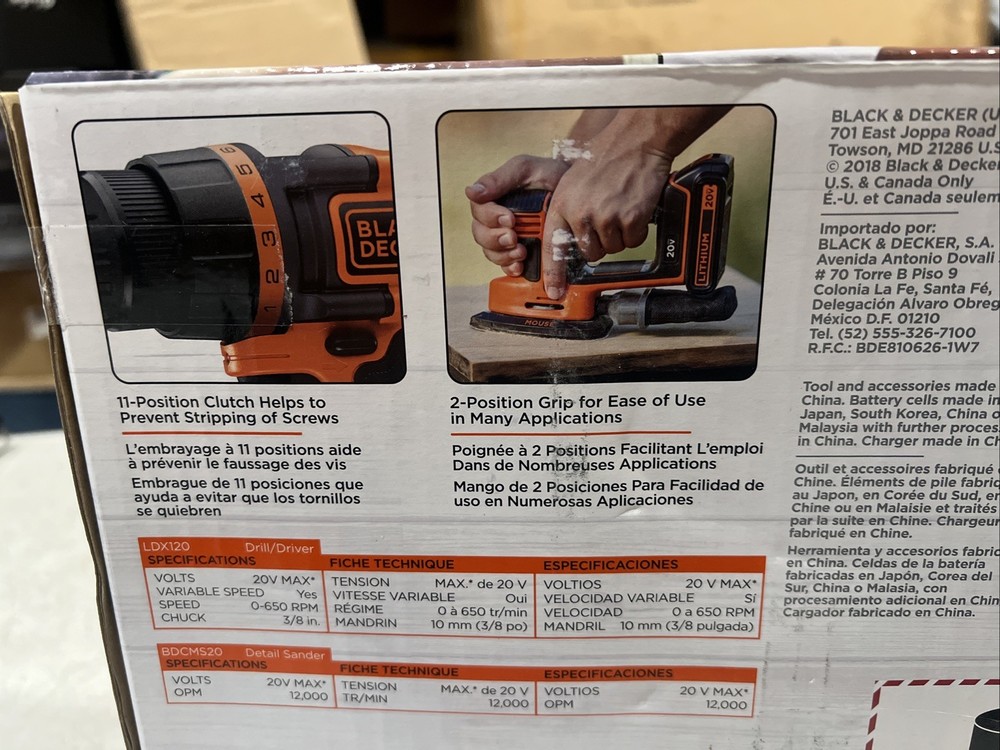 BLACK+DECKER 20v 2-Tool Power Tool Combo Kit, New Drill /driver & Mouse Sander