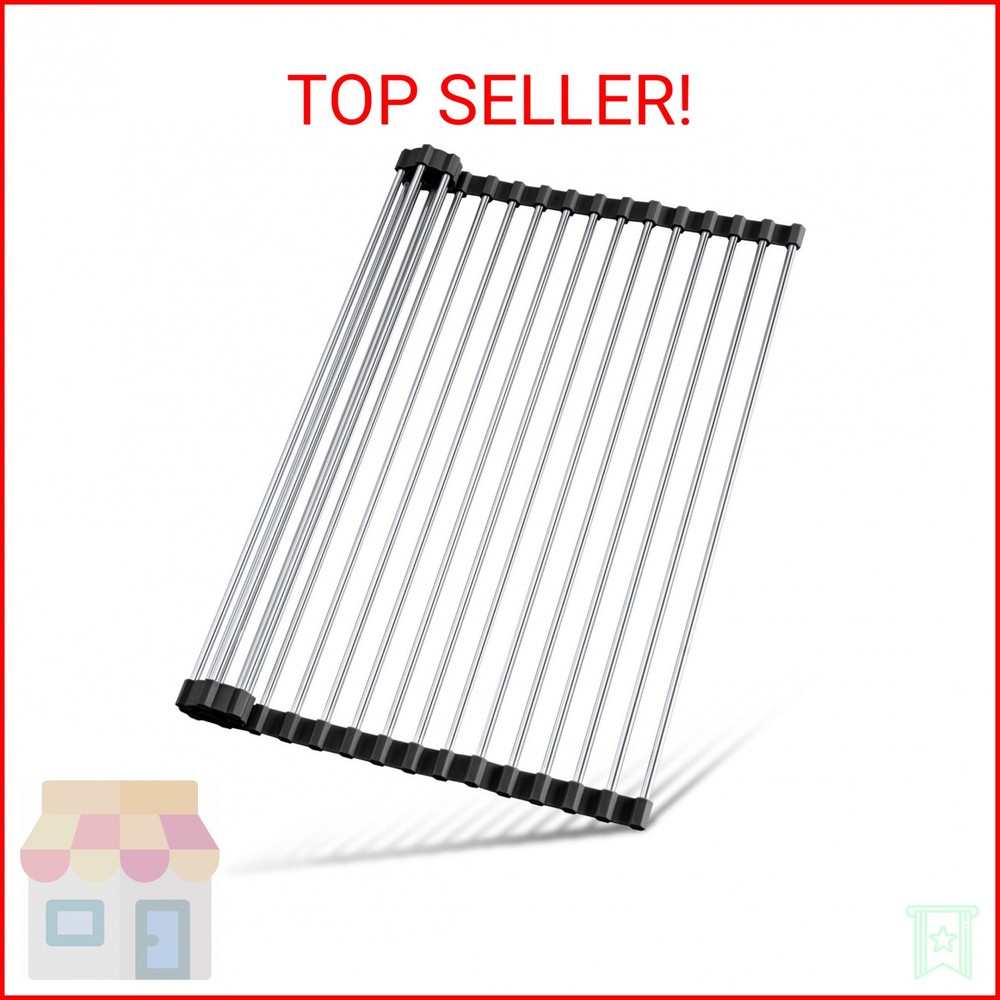 Tomorotec 17.7" x 15.5" Roll Up Dish Drying Rack Over Sink Drying Rack Sink Cove
