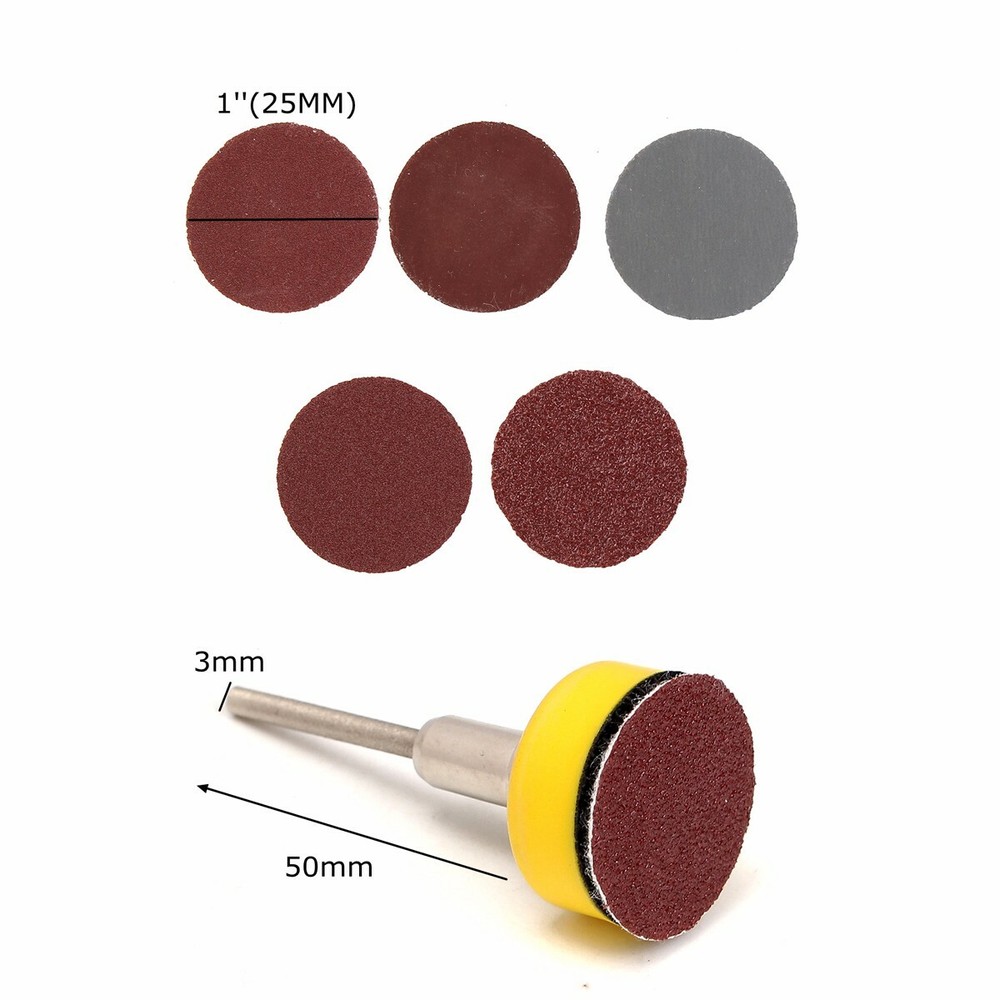 1'100pcs SANDING DISC Sand Paper Hook Loop Sander + Backer Pad+M6 Drill Adapter