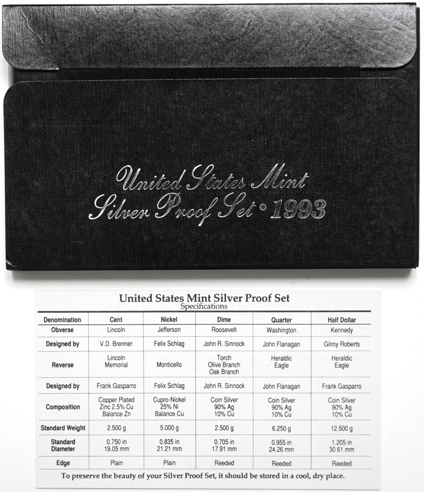 1993 Silver Proof Set w/ Box & COA